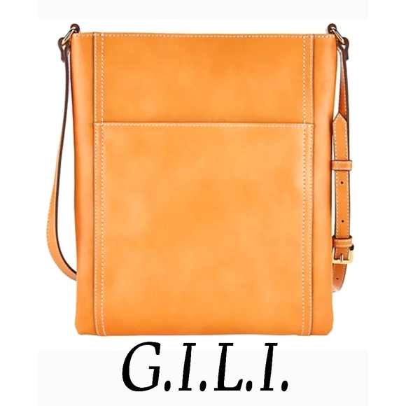 G.I.L.I. Leather Double Zip Flat Crossbody Terra - Picture 16 of 17